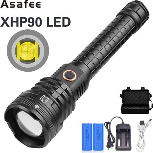 XHP90 Tactical Light Zoom Tactical Led Flashlight hunting Lanterna waterproof XHP90 Police led Torch Flash Light Recharge 18650