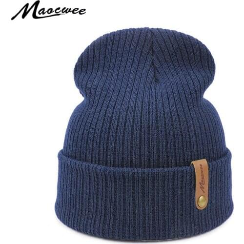 Women Men Crochet Beanie Hat Soft Warm Cap Autumn Winter Female Unisex Adult Knitted Solid Color Green Black Casual Skullies Hat