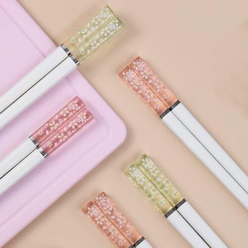 Amber Sakura Japanese Chopsticks Antibacterial Anti-slip High Temperature Resistant Sushi Food Chopsticks Korean Kitchen Supplie