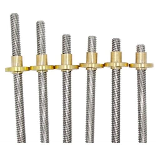 DuoWeiSi 3D Printer Parts T8 lead screw with nut 350mm length lead 1/2/4/8/12/14mm T-type screw for Stepper motor