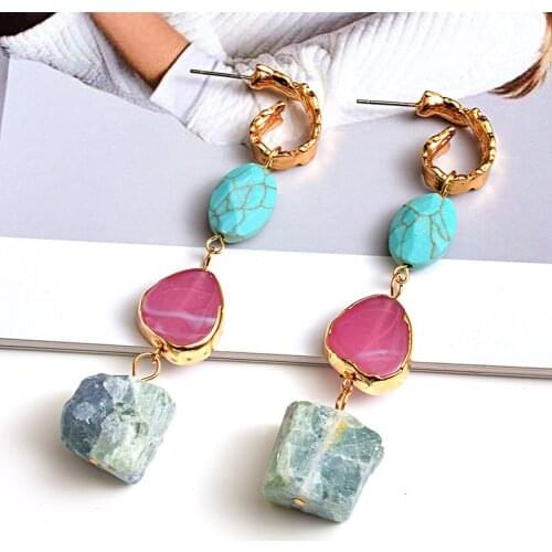 Summer Brand Resin Earrings For Women Beach Natural Stone Earrings Hanging Dangle Earrings Statement Female Jewelry