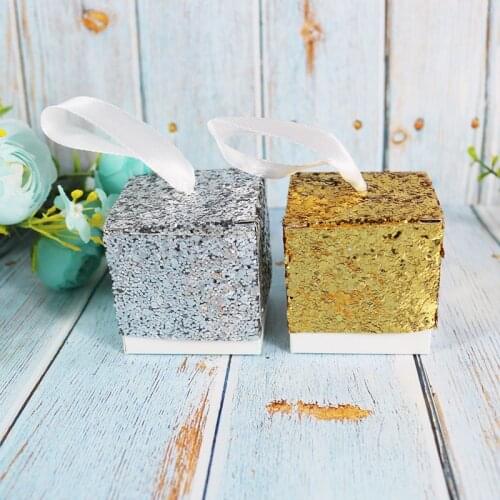 10pcs Glitter Paper Gifts Packaging Box Cake Candy Box Wedding Favor Baby Shower Gift Boxes Wedding Party Xmas Supplies