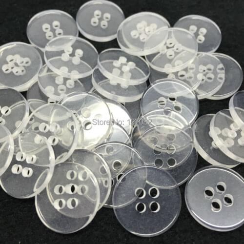 100pcs 15mm Resin Clear Transparent Buttons Round 4 Holes Sewing Shirt Button For Scrapbooking Cardmaking Embellishments