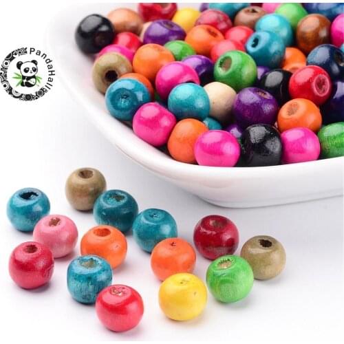 200pcs Lead Free Dyed Oval 8mm Wood Beads For Bracelet Necklace DIY Jewelry Making 8mm hole:2mm