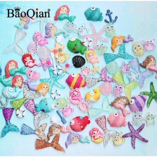 30Pcs Mix Resin Ocean series Beads Decoration Crafts Flatback Cabochon Scrapbooking Fit Phone Embellishments Diy Accessories