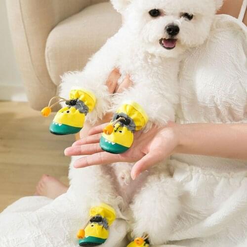 4PCS/Set Dog Antiskid Boots Waterproof Anti-slip Snow Boot for small Chihuahua dogs Pet Shoes Rain Boots PU Rubber Pets Apparel
