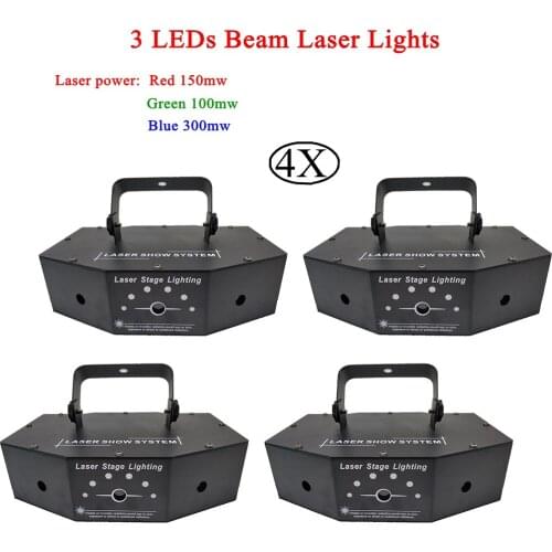 4Pcs/Lot Red Green Blue Laser LEDs Disco Light and Music Equipment For Party Lights Machine On The Remote Control Sound Lights