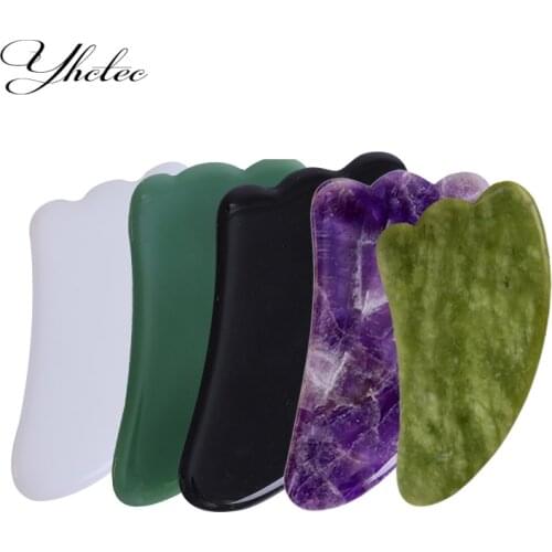 5pcs/ Gouache Scraper Rose Quartz Jade Guasha Stone Board Jade Massagers For Face Gua Sha Scraper Body Acupuncture Face Lifting