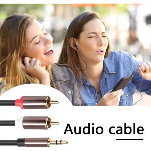 Adapter Plug Speaker Terminal 3.5 mm to 2 RCA AUX Audio Cable 1/8 Male to 2RCA Male Splitter for PC Amplifier