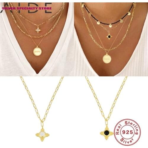 AIDE Black CZ 925 Sterling Silver Necklace For Women 2021 Jewelry Star Pendant Choker Charms Collares Bijoux Collar Girls Gifts