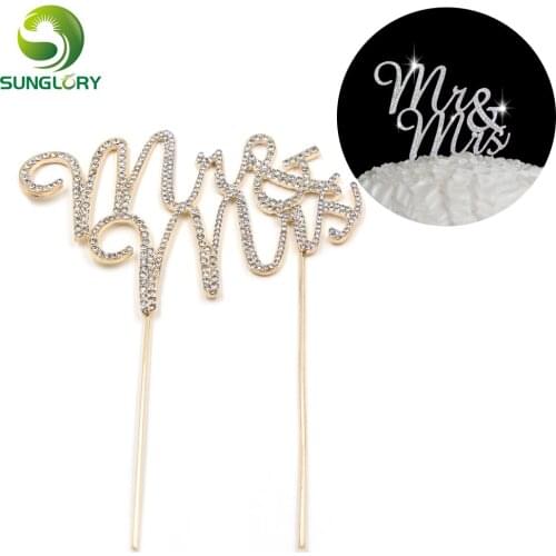 Party Supplies Gold Silver Mr&Mrs Cake Toppers Wedding Decoration Cake Card Cupcake Insert Card Cake Decorating Tools Baking DIY