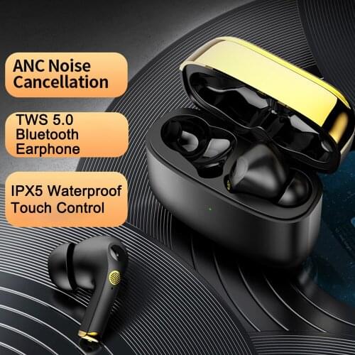 BT03 tws Wireless headphones 35db active noise canceling anc bluetooth earphone IPX5 waterproof Stereo Earbuds with microphone