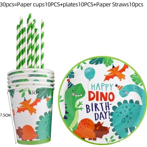 Dinosaur Disposable Tableware Set Green Dino Disposable Tableware Set Happy Birthday Plate Tablecloth Jungle Party Supplies Set