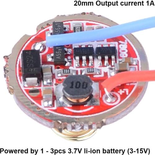 20mm 3-15V 1A 1 mode 5 modes Driver circuit Board DIY Parts for Q5 R5 T6 U2 L2 XPL 18650 26650 LED Flashlight lantern lamp light