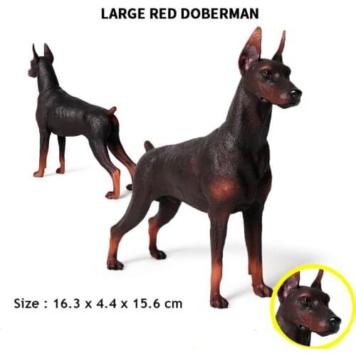 16.3*4.4*15.6CM Original Wild Animals World Large Red Doberman Model Action Figurines Miniature Collection Toy For Kids