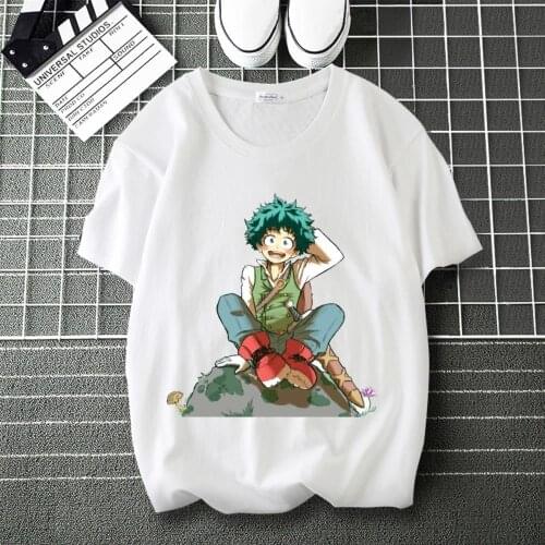 My Hero Academia Deku Pattern Printed High flexibility T-Shirt Round Neck Short Sleeve Modal Top Tee