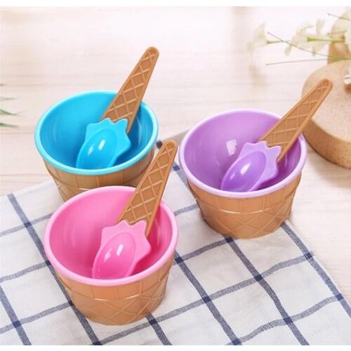 Hot Sale Candy Ice Cream Spoons and Bowls Set with Scoop Summer Party Dessert Cups Kids Love Dessert Container Holder Tableware