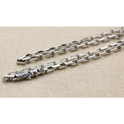 5mm 925 Sterling Silver mens Om Mani Padme Hum Classic link Box chain necklace Gift Jewelry A3171