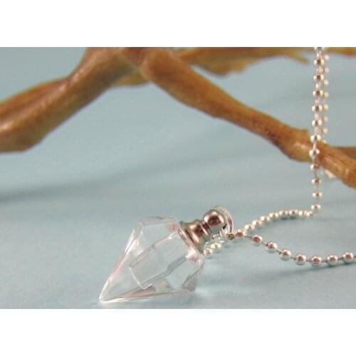 Mini Conical Perfume Bottle Necklace Sweater Chain Crystal Glass Essential Oil Small Bottle Empty Pendant Cinnabar Bottle