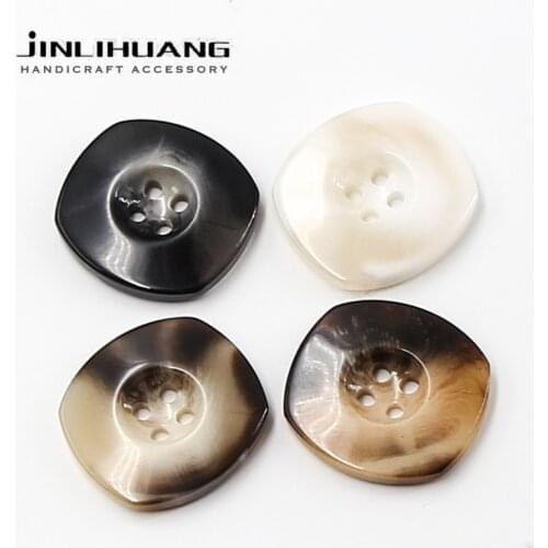 10pcs 15-45MM Square Resin Coat Buttons with Texture Brown Beige for Jacket Dress DIY Craft Sewing Cloth Decoration Accessory