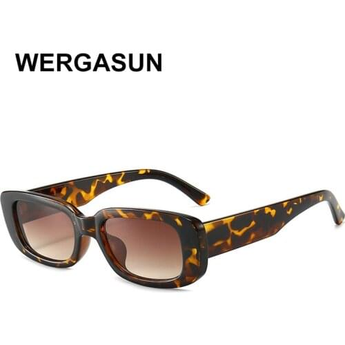 WERGASUN 2020 Square Sun Glasses Luxury Brand Travel Small Rectangle Sunglasses Men Women Vintage Retro Oculos Lunette De Sol