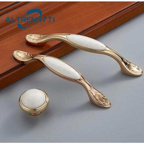 Furniture Wardrobe Handle Ceramic Cabinet Dresser Kitchen Door Pull Vintage Drawer Cupboard Closet Knob Gold Platinum Hardware