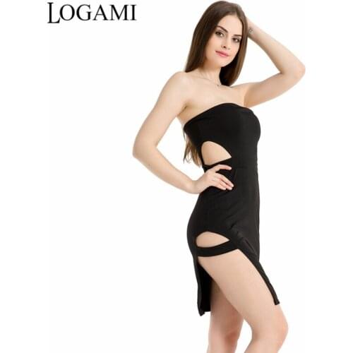 LOGAMI Mini Dress Sexy Club Wear Party Dresses 2017 Off Shoulder Irregular Summer Bodycon Dress White Black Roupas Feminina