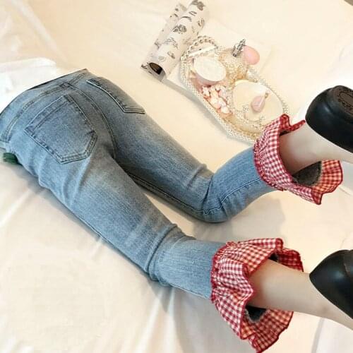 Fashion Girl Jeans Kids spring autumn Trousers Clothes Children Denim Pants for Baby Girls Jeans 110~160 plus big size
