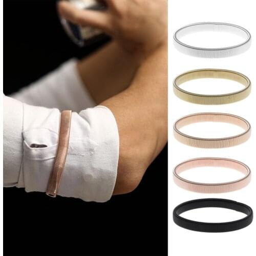 Arm Warmer Shirt Sleeve Holder Metal Anti-Slip Elastic Bracelets Stretch Armband 87HB