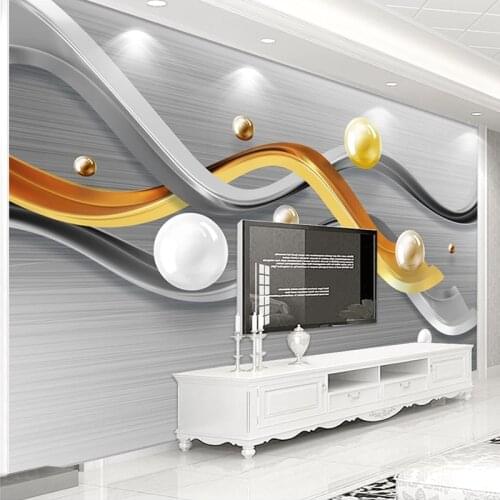 Custom Photo Wallpaper Modern Large Mural 3D Stereoscopic Circle Ball Stripes Living Room TV Background Wall Art Papel De Parede