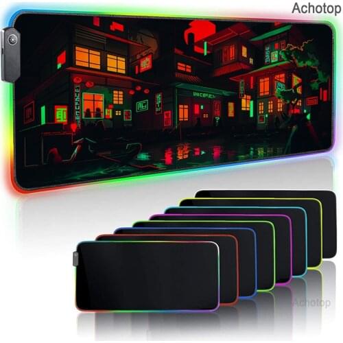 Neon RGB Gaming Mouse Pad Computer Gamer Mousepad XXL Large Game Rubber Mouse Mat Big Mause Pad PC Laptop Keyboard Desk Carpet