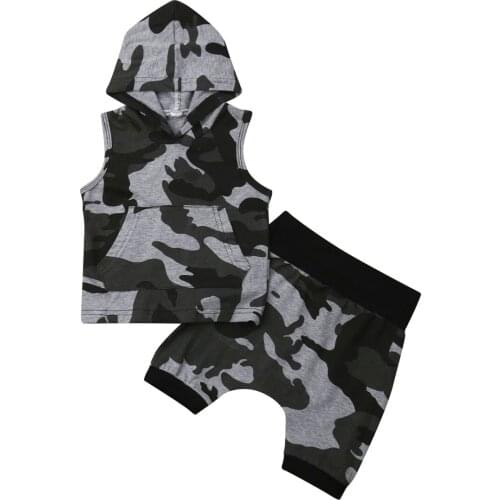 New Toddler Kids Baby Boys Camo Hoodies Tops Shirt Pants Shorts Outfits Set