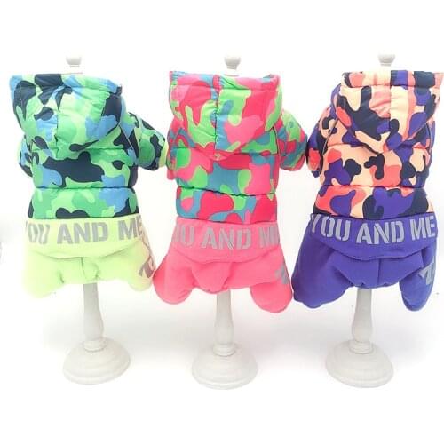 Autumn Winter Dog Clothes Print Warm Hooded Dog Coat Jacket For Small Dogs Waterproof Puppy Pet Jumpsuits Chihuahua Clothing