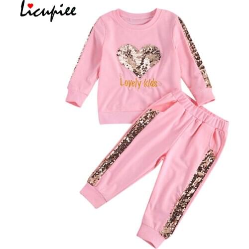 1-6t Toddler Kid Baby Girl Clothes Set Long Sleeve Sequin Top and Pant Suit Elegant Cute Sweet Party Club Fall Outfit