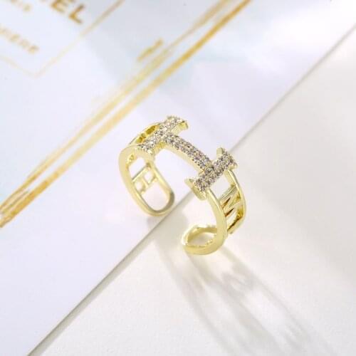 OBYB New Arrival Creative Letter Open Ring for Women Men Fashion Jewelry Double Layer Thin Lover Couple Ring Anniversary Gift