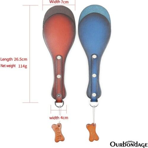 Ourbondage 2 Colors Real Leather Spoon Shape Paddle with Two Rivet Handle for Adult Sex BDSM Spanking Toys For Men and Women