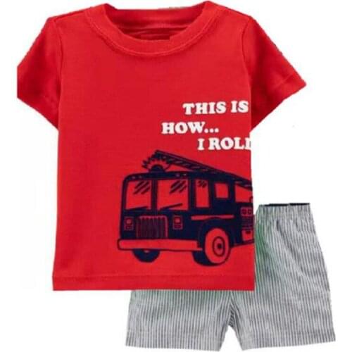 New Childrens Fire Truck Pajamas Set Girls Pajamas Cotton Kids Pyjamas Boys Sleepwear Child Night Wear Clothing Suits