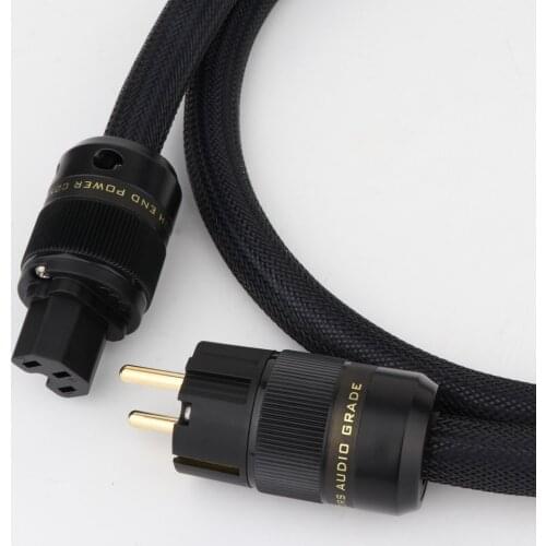 Preffair D504S Silver Plated Audiophile AC Power Cable Pure Black Power Cord Cable HIFI HI END Schuko US