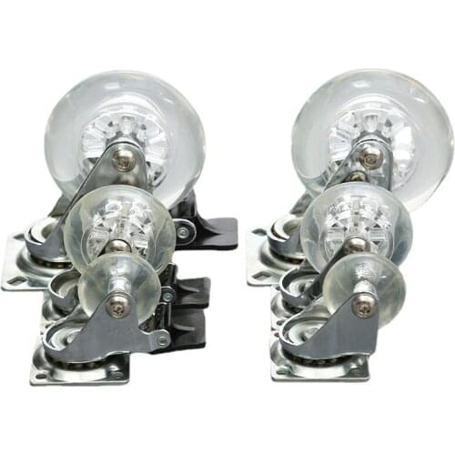 Transparent PU Caster Mute Universal Heavy Duty Furniture Wheel For Childrens Car Office Chair Swivel Casters