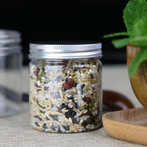 100pcs/lot 250ml Empty Clear PET plastic Mason jar 200g 250g Pet Jar with aluminum lid