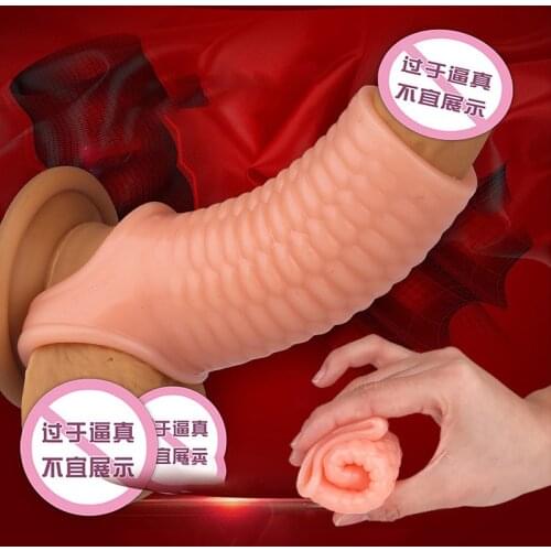 Realistic Penis Extension Cock Sleeve Reusable Silicone Penis Ring Enlarger Delay Condoms For Men Dildo Enhancer Sex Toys Adult