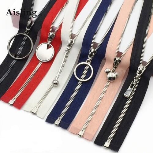 45/60/70/80CM Corn Tooth Silver Metal Zipper For Summer Dress Open End Zipper Coat Bag Fashion Zipper Clothing Accessories D674