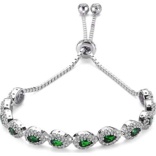 Silver 925 Sterling Drop Zircon Stone Lift Bracelet