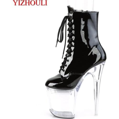 Lace-up vamp 20 cm, PU material 8 inch model stiletto heels, summer night club pole dancing ankle boots