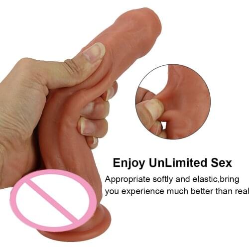 Silicone Soft foreskin Realistic Dildo Suction Cup Male Artificial Penis Dick Women Masturbator Sex Toys For Women Dildo Penis