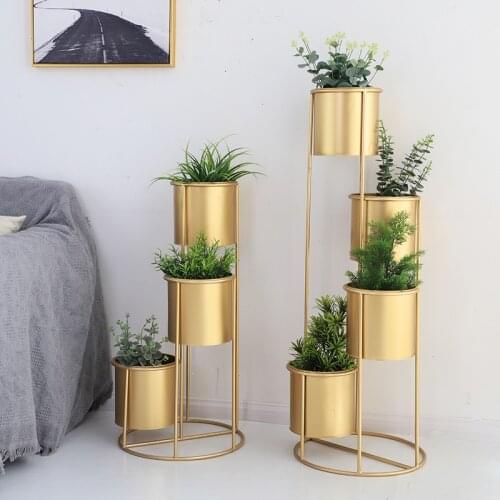 Nordic iron green flower stand Simple green planter stand Indoor floor type flower stand balcony indoor plant stand metal shelf
