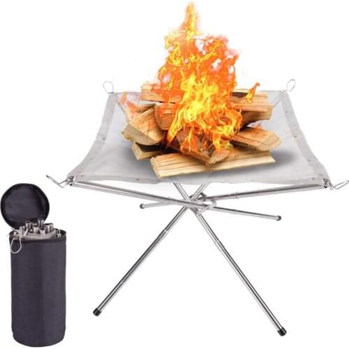 Outdoor Fire Burn Pit Stand Portable Solid Fuel Rack Folding Stove Fire Frame Fast Heating Wood Charcoal Stove Camping Tool-35