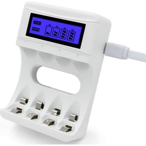 LCD Smart Charger 4 Slots Smart Intelligent Battery Charger Fast Charge For AA/ AAA NiCd NiMh Rechargeable Batteries LCD Display