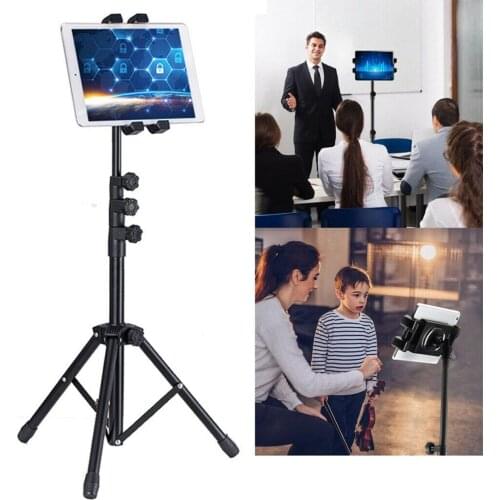 Retractable Travel Cell Phone Clip Tripod Integrated 3 Sections Retractable Tablet Tripod Mobile Phone Floor Stand for Live Show