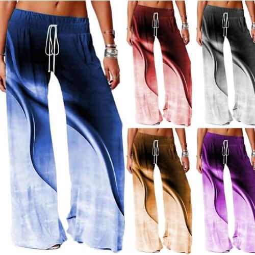 Anti-shrink Comfortable Wide-leg Women Trousers for Doing Yoga Casual